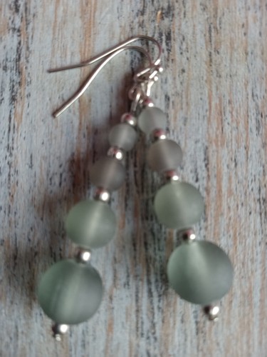 Grey Frosted Earrings Dangles - Picture 4 of 6