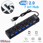 7 Port USB 2.0 Hub Splitter Adapter High Speed For PC Laptop Mac Desktop