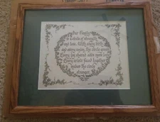 Vintage Creative Calligraphy Framed Picture Our Family  Made in USA- never used.