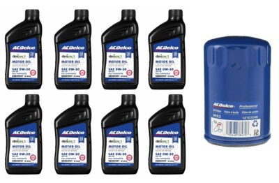 8x ACDelco Full Synthetic 0w-20 & Filter for Silverado Sierra 2500 6.6L 2020 up