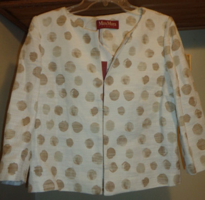 MAX MARA STUDIO  IVORY  BROWN DOTTED  ''SIERRA ''   CROP  BLAZER  NWT $430 M