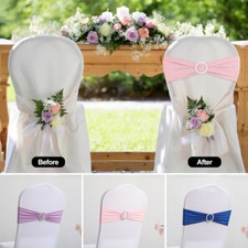 10/20/60Pcs Elastic Band Sashes Chair Cover Knot Sash Wedding Party Decoration