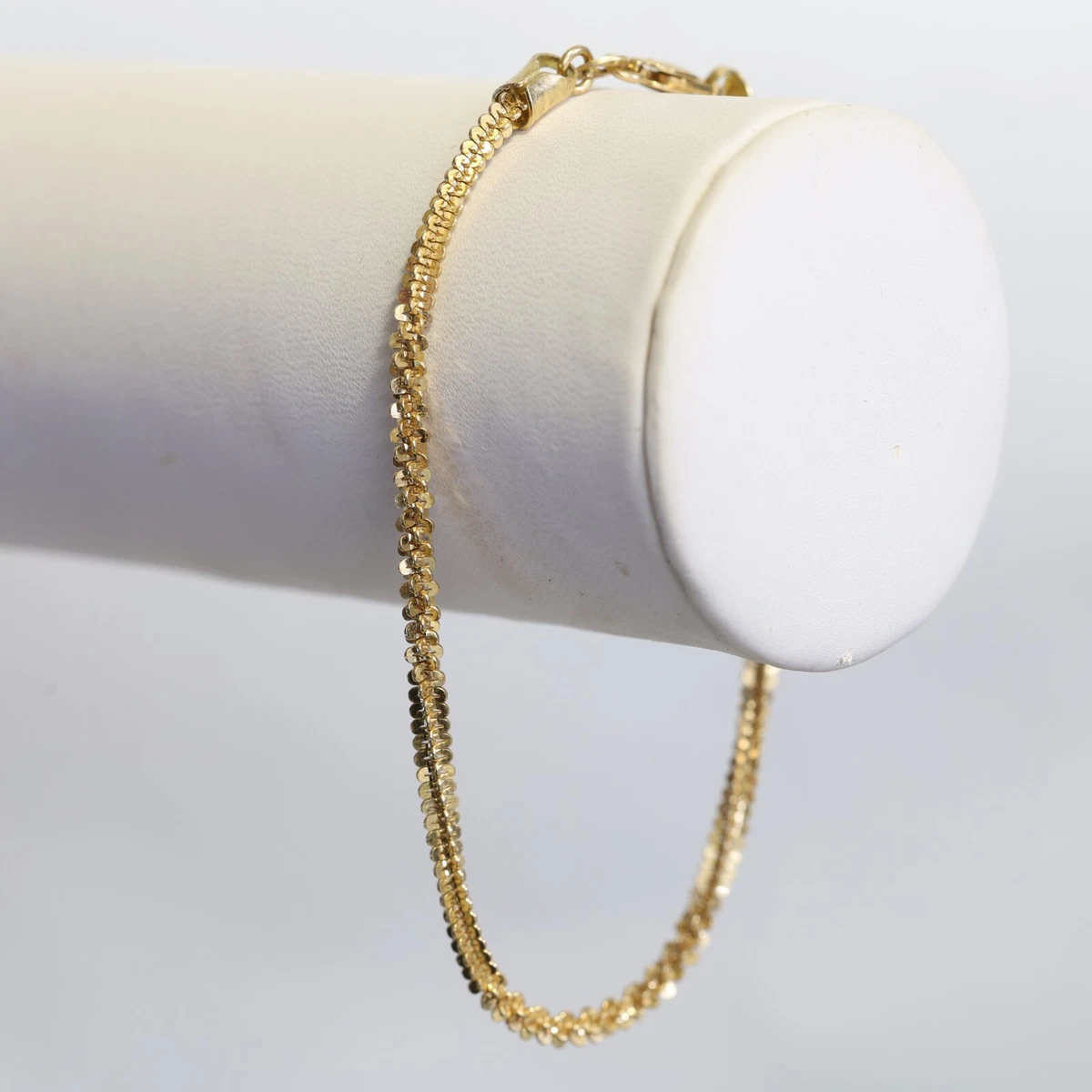 Unusual Rare 18K Yellow Gold Diamond Cut Flexible Link Bracelet 6