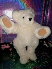   Vermont Teddy Bear Co. / Authentic Teddy Bear White Color Blue Eyes 16" Plush 