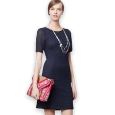 Anthropologie Maeve Sheath Mini Dress 4 Women’s Navy Blue Textured Short Sleeve