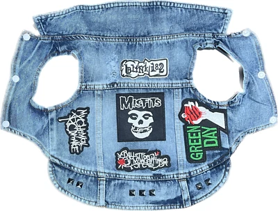 Punk Rock denim dog jacket, rock dog jacket, dog vest