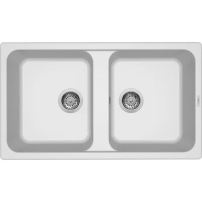 ELLECI Lavello Cucina 2 Vasche Incasso eff. Fragranite 86 cm Bianco LG245068