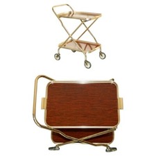 Produktbild - MID CENTURY KLAPPBARER GETRÄNKEWAGEN PALISANDER MESSING 50er JAHRE MIT HERAUSNEHMBAREN TABLETTS