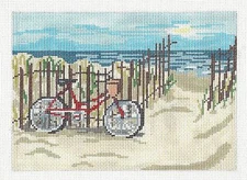 Beachside Bicycle handpainted 13 Mesh Needlepoint Canvas by Needle Crossings