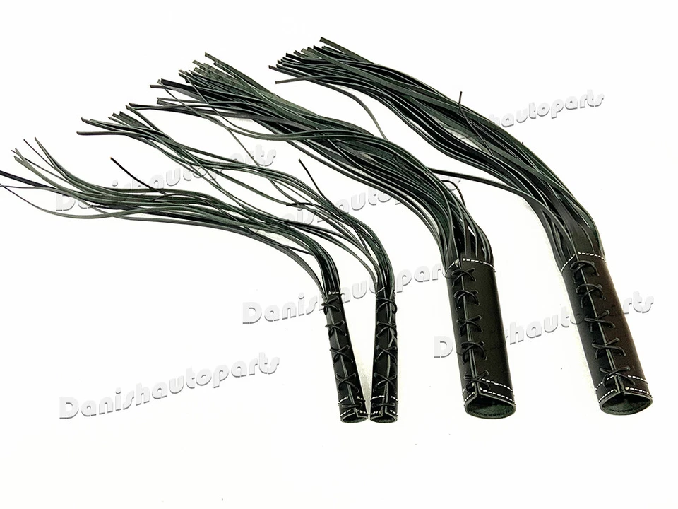 Indian Chief Handlebar Lever Grip Cover Foot Pedal Fringe Tassel Black Leather - Imagem 3 de 4