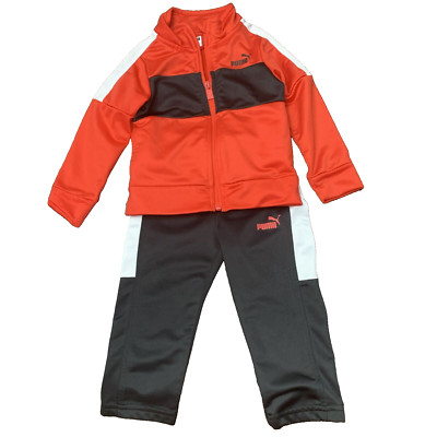 Puma Kids Baby Boy 2 Piece Track Suit Zip-up 18 Months Black And Red Pre-owned