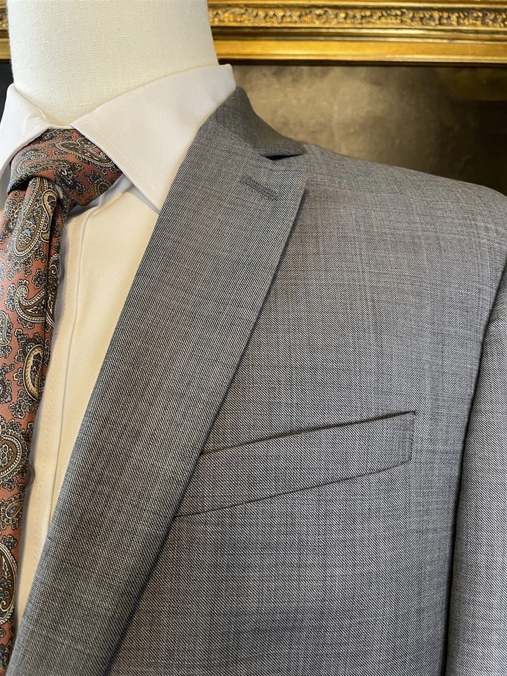 Express 42L PHOTOGRAPHER Fitted Gray Sharkskin Wool Blend 2Btn Blazer Jacket - Image 2 of 4