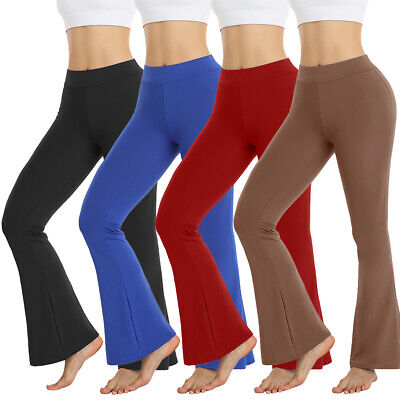 Women High Waist Tummy Control Flare Yoga Pants Wide Leg Pants