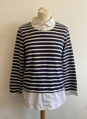Me+Em Pullover & Shirt Kombi Damen Small marine & weiß gestreift Freizeit Büro