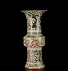 42CM Wanli Signed Old Chinese Wucai Vase W/dragon N1034