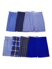 Fruit Loom Boys Woven Boxer Shorts 7 Pack Size S 6 -8 Plaids
