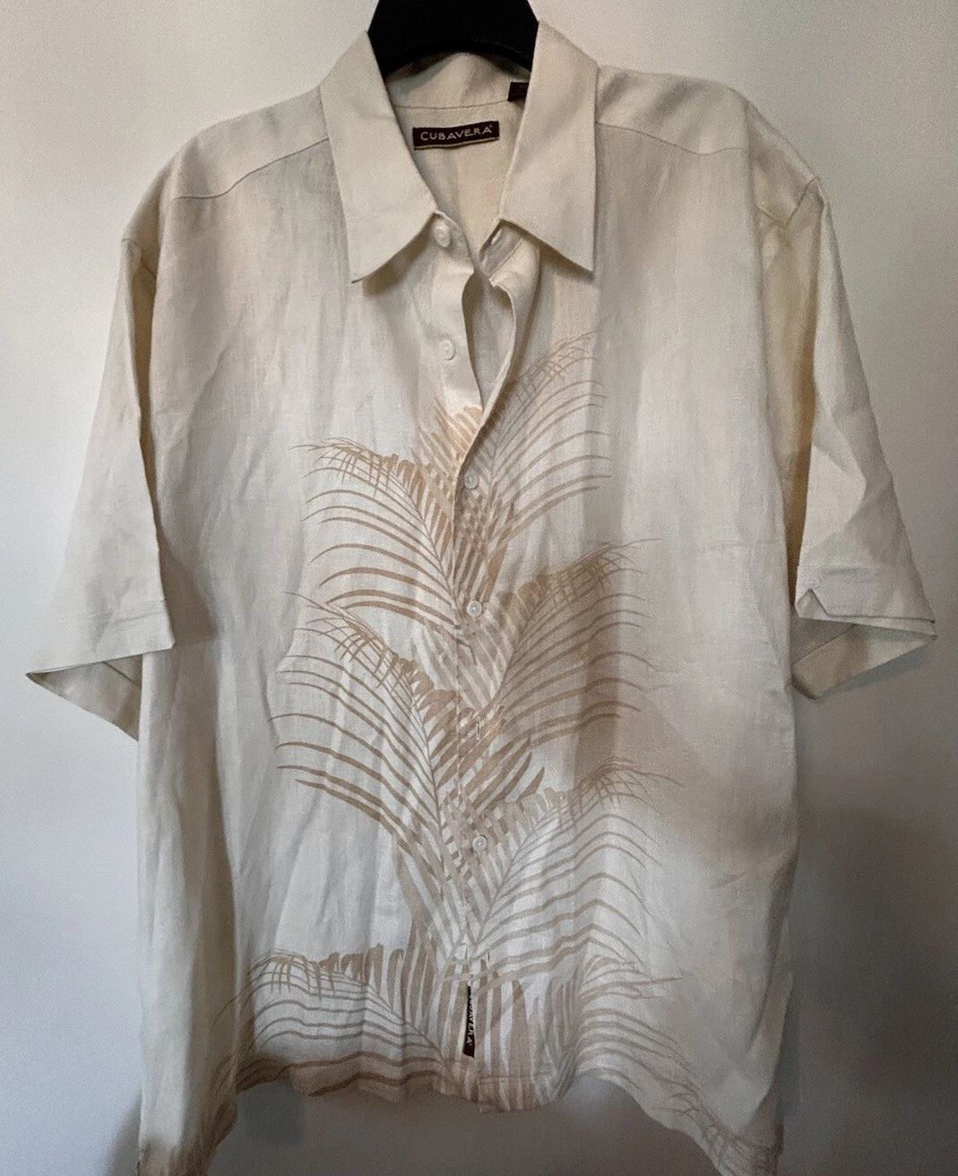 NWOT Cubavera Yellow Beach Theme Linen Men’s Short Sleeve Casual Shirt