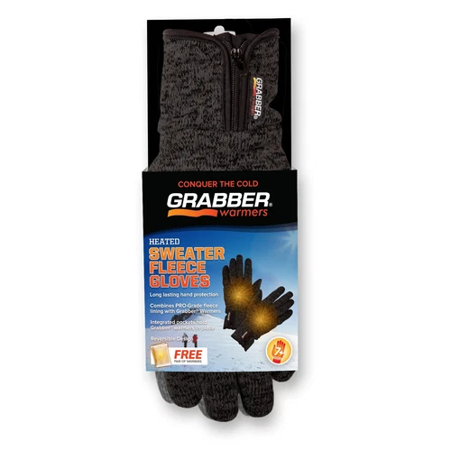 Grabber Warmers Gbggsm 7 Hour Heated Sweater Fleece Small/medium Glove Gray