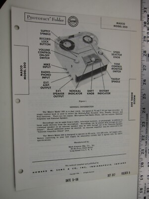 SF 1950's Sams Photofact  MASCO Model 500  BIS