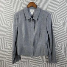Field Manor Blazer Size 14 Wool Jacket professional Career Gray Modern Classic
