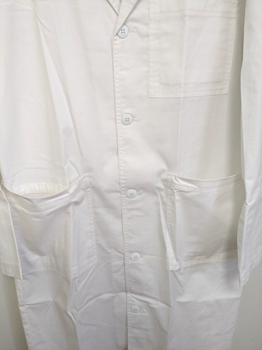 Cherokee Workwear Premium Core Stretch Unisex Lab Coat # 4421, SMALL Color~White - Picture 4 of 6