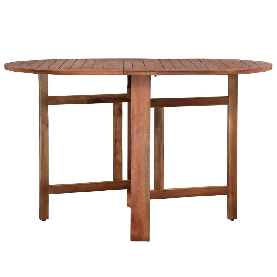 Dining Table Brown Solid Acacia Wood Medium Foldable - Image 3 of 4