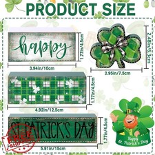 DIYDEC 4pc St. Patrick's Day Wooden Block Signs Tiered Tray