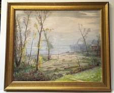 Clarence Millet Painting Antique Mississippi Regionalism Wpa Misty Landscape Oil