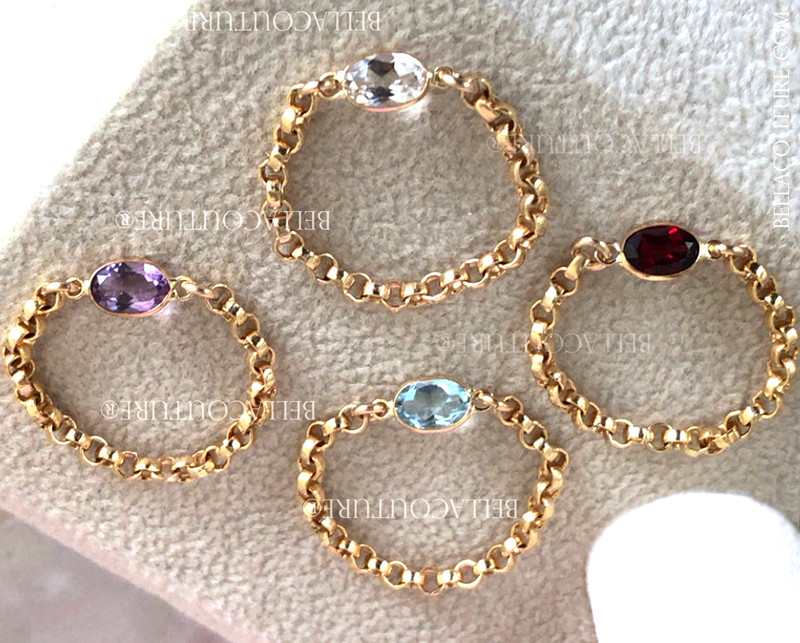 $499 NEW 14K YELLOW GOLD NATURAL AMETHYST VICTORIAN STACK BAND CHAIN RING 6 7 8