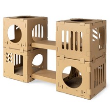 Modular Cardboard Cat House - DIY Corrugated Cardboard Configurable Play Towe...