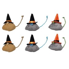 6 PCS Cat Toys Interactive Toy Witch Magic Hat Costume Plush Mouse Catnip
