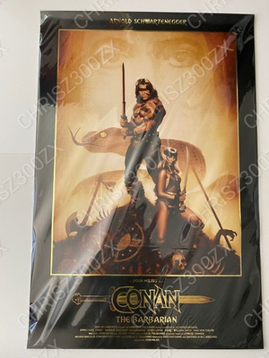 #ad Conan The Barbarian Yvan Quinet Movie Gold Foil Poster Screen Print Mondo CREASE $415.99