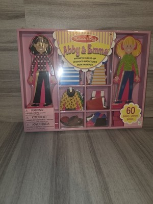 Melissa & Doug Abby and Emma 60 piece Magnetic Wooden Dress-Up Dolls Play Set