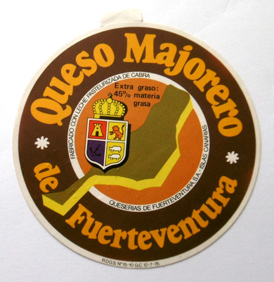 Werbe-Aufkleber Queso Majorero de Fuerteventura Käse Spanien 70er 11,5 cm