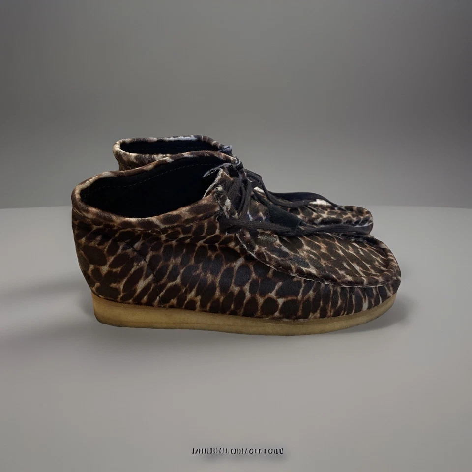 Hombres 11 Clarks Wallabee Negro Animal Estampado Leopardo Zapatos Piel Sin Suelas Foto 2 de 4