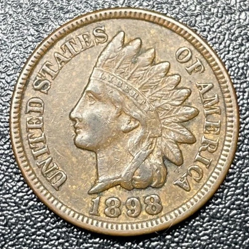 1898 Indian Head Cent 1c Almost Uncirculated AU Details Coin Near 4 Diamonds