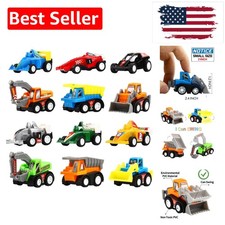 Pull Back Vehicles, 12 Pack Mini Assorted Construction Vehicles and Race Car ...