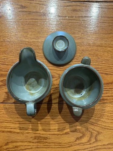 Frankoma SUGAR & CREAMER 6A 6B Westwinds Woodland Moss Excellent Condition