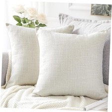 Linen Throw Pillow Covers Set of 2 Decorative 24" x 24" Pack of 2 Beige
