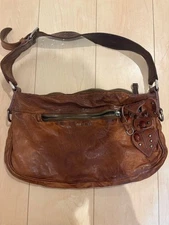 Vintage Miu Miu 2000s Archive Leather Flower Shoulder Bag Brown Rare N2