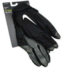 Guantes de fútbol americano Nike D-Tack acolchados Lineman talla grande negros grises grandes