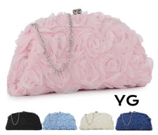 Women Lace Flower Clutch Bag Evening Floral Wedding Party Prom Shoulder Handbag