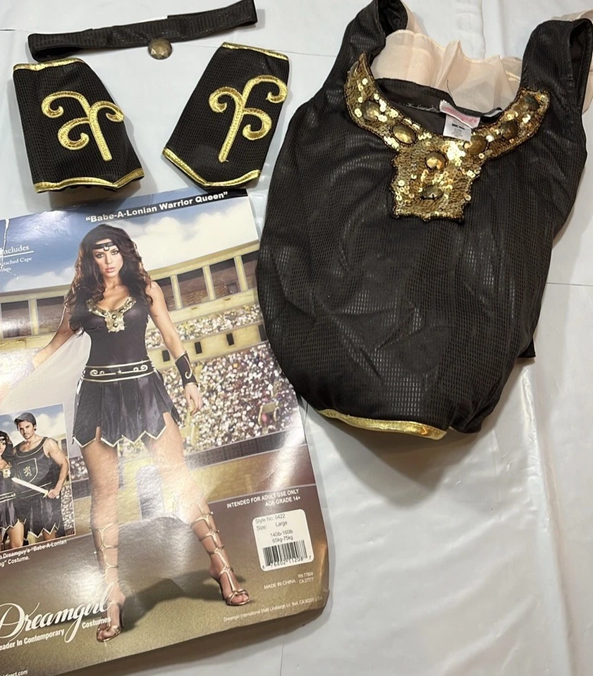 DISFRAZ PRINCESA ROMANA MARRÓN dorado vestido guerrero bebé-A-loniano brazo puños diadema Foto 2 de 4