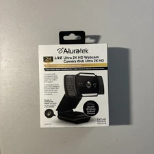 Aluratek 2K HD Webcam with Dual Stereo Noise Cancelling Mics, Auto Focus