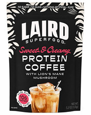 Laird Superfood Sweet  Creamy Protein Coffee w/ Lion  s Mane Mushroom, 5.3 oz