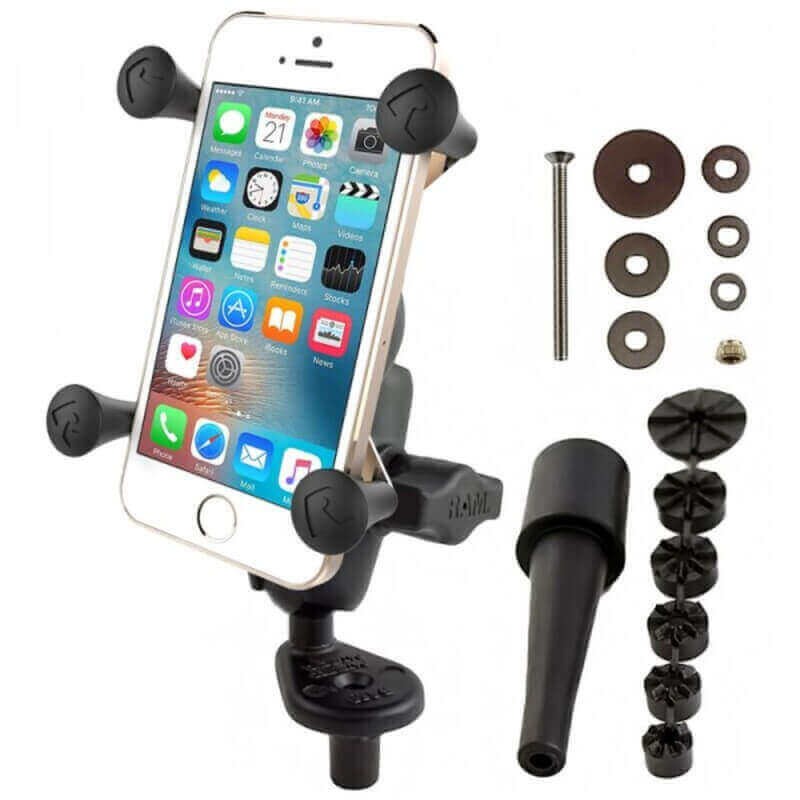 Support de telephone moto RAM Mounts RAM-B-176-A-UN7 avec bras court pour potence de fourche
