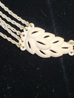 Trifari Crown White Enamel Leaf & Chains Necklace Dainty Vintage 1960's 15" — photo 3