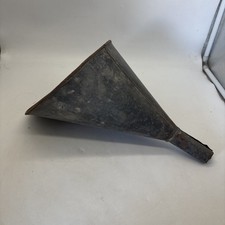 Vtg Large Galvanized Metal Industrial 15x10" Funnel Oil Gas Farm/Ranch