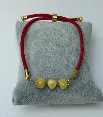 Natural Amber Stone Bracelet.Yellow Amber Beaded Bracelet ADJUSTABLE Length. - Image 1 of 4