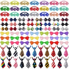 100 Pcs Adjustable Dog Ties Set Includes 50 Bow Ties 25 Neckties 25 Flower Ne...